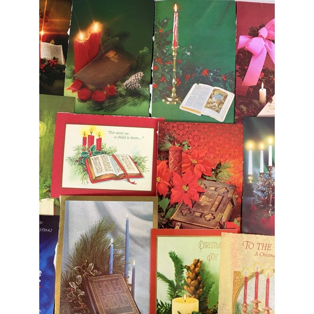 Vintage Christmas Cards Fronts ONLY Bibles Scrapbooking Decoupage Lot of 50+